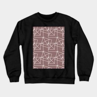 White lines, abstract geometry on a brown background Crewneck Sweatshirt